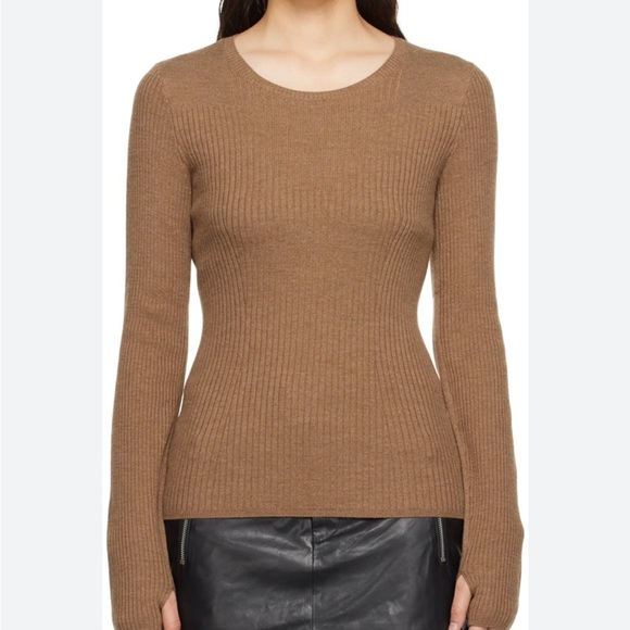 RAG & BONE audrina washable wool crew sweater slim fit camel brown size M - Picture 3 of 14